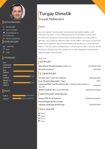 İnşaat Mühendisi Cv Örnekleri cv indir